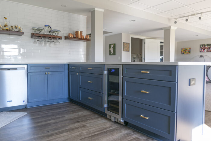 Washington Township remodeled Kitchen with blue cabinets
