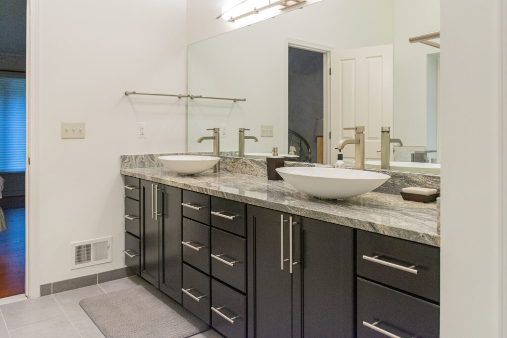 West Bloomfield Bathroom Remodel with Vanity and Large Mirror