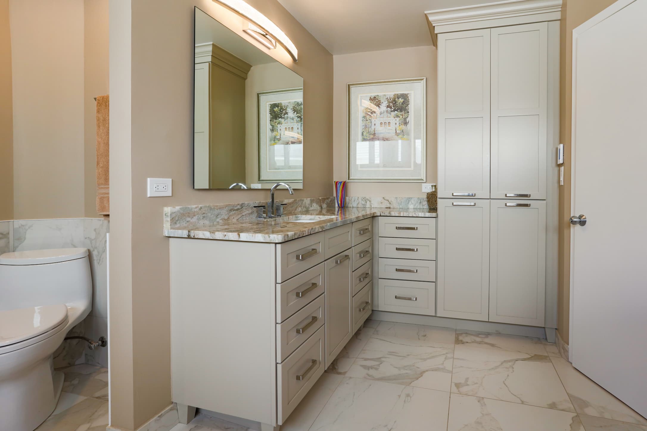 West Bloomfield Bathroom Remodeler with Tall Linen Closet