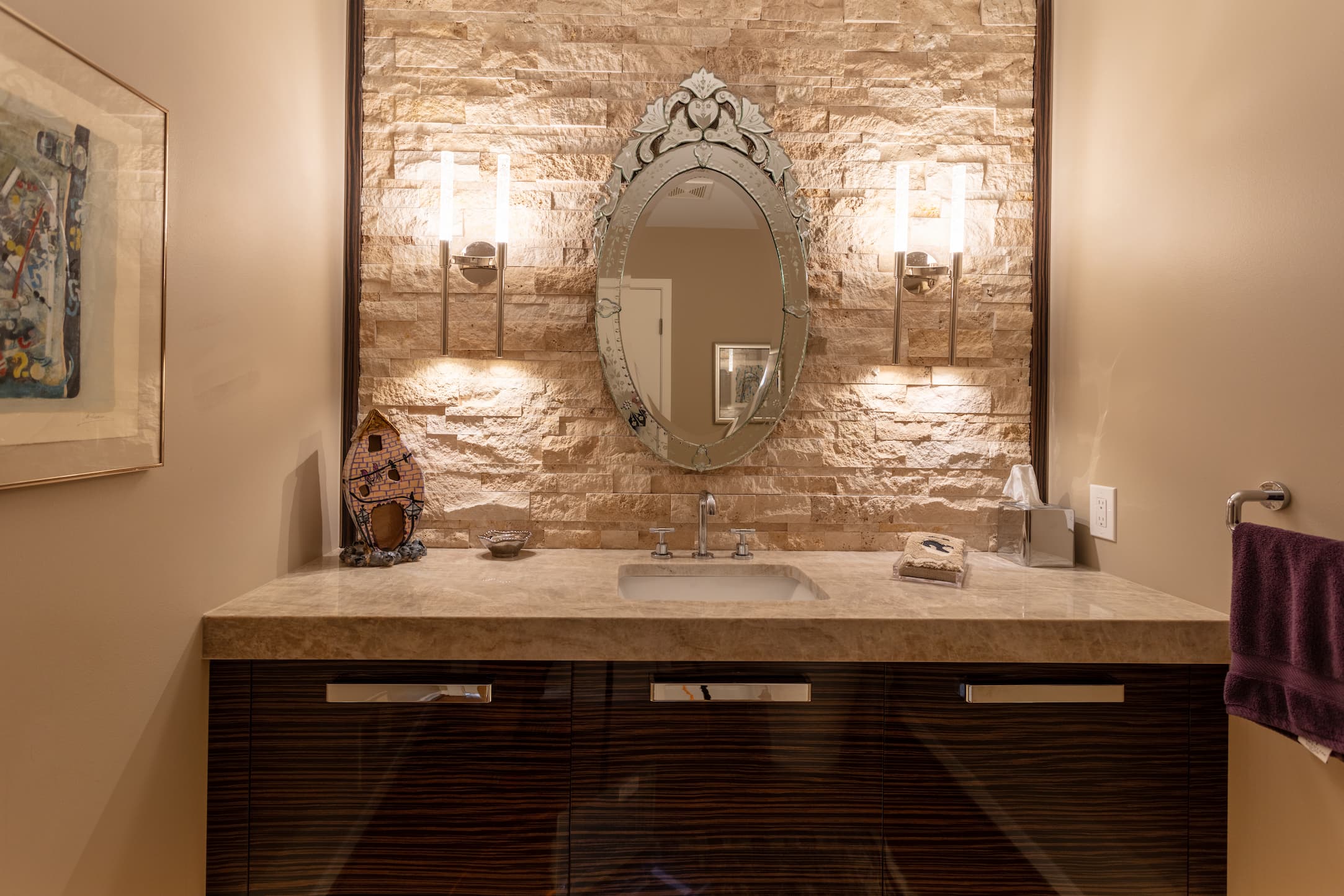 West Bloomfield Powder Bath Room Remodeler with floating vanity